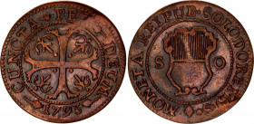 Switzerland Solothurn 1/2 Batzen 1793
KM# 35; N# 27994; Billon; VF-XF Toned