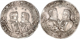 German States Saxe-Altenburg 1611 WA
Dav. 7361; Silver; Johann Philipp and Three Brothers: Friedrich, Johann Wilhelm and Friedrich Wilhelm; VF , unmo...