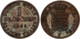 German States Saxe-Coburg-Gotha 1 Groschen 1858 F
KM# 108; AKS# 110; Silver; Ernest II; Nice violet patina; XF-AUNC