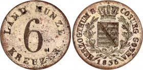 German States Saxe-Coburg-Gotha 6 Kreuzer 1835
KM# 41; AKS# 82; Silver; Ernest I; XF-AUNC