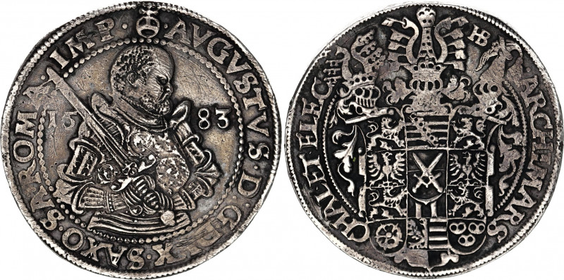 German States Saxony 1 Taler 1583 HB
Dav ECT# 9798; Silver; August I; XF, toole...