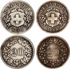 Switzerland 2 x 20 Rappen 1850 - 1859
KM# 7; Schön# 19; N# 176; Billon; VF-XF