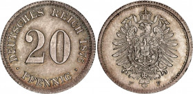 Germany - Empire 20 Pfennig 1876 F
KM# 5; Silver; Wilhelm I; AUNC/UNC