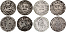 Switzerland 4 x 1/2 Franc 1882 - 1904
KM# 23; Schön# 27; N# 180; Silver; Mint: Bern & Paris; F-XF