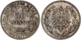 Germany - Empire 50 Pfennig 1877 F
KM# 8, AKS# 4, J# 8, Schön DM# 8; Silver; Wilhelm I; Deep mint luster; Nice dark patina; UNC