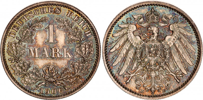 Germany - Empire 1 Mark 1906 E
KM# 14; Silver; Wilhelm II; UNC with beautiful t...