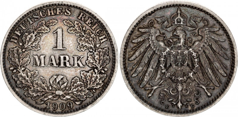 Germany - Empire 1 Mark 1909 E
KM# 14; AKS# 2; J. 17; Silver; Wilhelm II; Mint:...