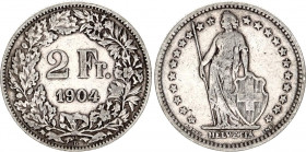 Switzerland 2 Francs 1904 B
KM# 21; Schön# 29; N# 188; Silver; Mint: Bern; VF-XF