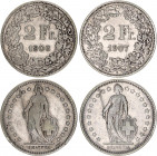 Switzerland 2 x 2 Francs 1906 - 1907 B
KM# 21; Schön# 29; N# 188; Silver; Mint: Bern; VF-XF