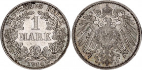 Germany - Empire 1 Mark 1914 J
KM# 14; AKS# 2; J# 17; N# 3412; Silver; Wilhelm II; Mint: Hamburg; AUNC-UNC Toned