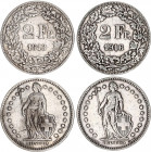 Switzerland 2 x 2 Francs 1913 - 1916 B
KM# 21; Schön# 29; N# 188; Silver; Mint: Bern; VF-XF
