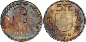 Switzerland 5 Francs 1922 B
KM# 37; Silver; XF with nice toning
