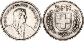 Switzerland 5 Francs 1933 B
KM# 40; Silver; VF