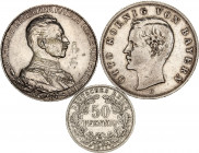 Germany - Empire 50 Pfennig & 2 x 2 Mark 1877 - 1913
Silver; XF-AUNC
