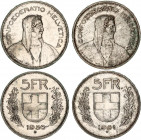Switzerland 2 x 5 Francs 1950 - 1951 B
KM# 40; Schön# 36; N# 194; Silver; Mint: Bern; XF