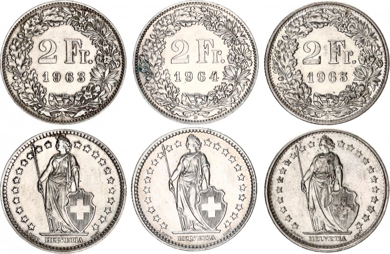 Switzerland 3 x 2 Francs 1963 - 1965 B
KM# 21; Schön# 29; N# 188; Silver; Mint:...