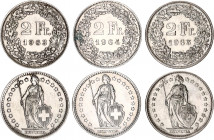 Switzerland 3 x 2 Francs 1963 - 1965 B
KM# 21; Schön# 29; N# 188; Silver; Mint: Bern; AUNC-UNC