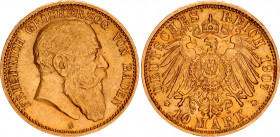 Germany - Empire Baden 10 Mark 1907 G
KM# 275, J# 190; Friedrich I; Gold (.900), 3.98g. AUNC