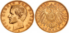 Germany - Empire Bavaria 10 Mark 1893 D
KM# 911, J# 199; Otto Von Bayern; Gold (.900), 3.98g. AUNC, mint luster