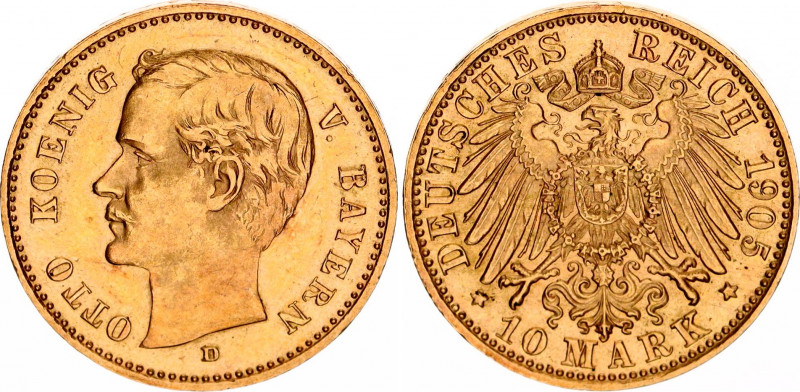 Germany - Empire Bavaria 10 Mark 1905 D
KM# 994, J# 201; Otto Von Bayern; Gold ...