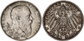 Germany - Empire Baden 2 Mark 1902 G
KM# 271; Silver; Friedrich I; 50th Anniversary of the Reign of Duke Friedrich I; XF/AUNC