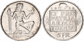 Switzerland 5 Francs 1936 B
KM# 41; Schön# 37; N# 12904; Silver; Confederation Armament Fund; Mint: Bern; UNC