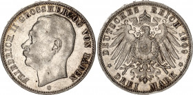 Germany - Empire Baden 3 Mark 1909 G
KM# 280; Silver; Friedrich II; XF