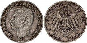 Germany - Empire Baden 3 Mark 1910 G
KM# 280; Silver; Friedrich II; XF
