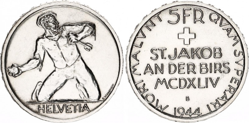 Switzerland 5 Francs 1944 B
KM# 45; Schön# 40; N# 12905; Silver; 500th Annivers...