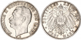 Germany - Empire Baden 3 Mark 1914 G
KM# 280; Silver; Friedrich II; XF
