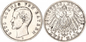 Germany - Empire Bavaria 2 Mark 1902 D
KM# 913; Silver; Otto; VF/XF