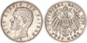 Germany - Empire Bavaria 5 Mark 1895 D
KM# 915; Silver; Otto; VF