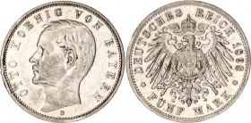 Germany - Empire Bavaria 5 Mark 1898 D
KM# 915; Silver; Otto; VF