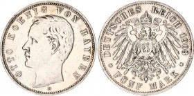 Germany - Empire Bavaria 5 Mark 1903 D
KM# 915; Silver; Otto; VF/XF