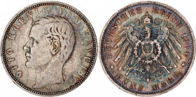 Germany - Empire Bavaria 5 Mark 1904 D
KM# 915; Silver; Otto; VF with nice toning