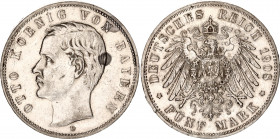 Germany - Empire Bavaria 5 Mark 1908 D
KM# 915; Silver; Otto; XF
