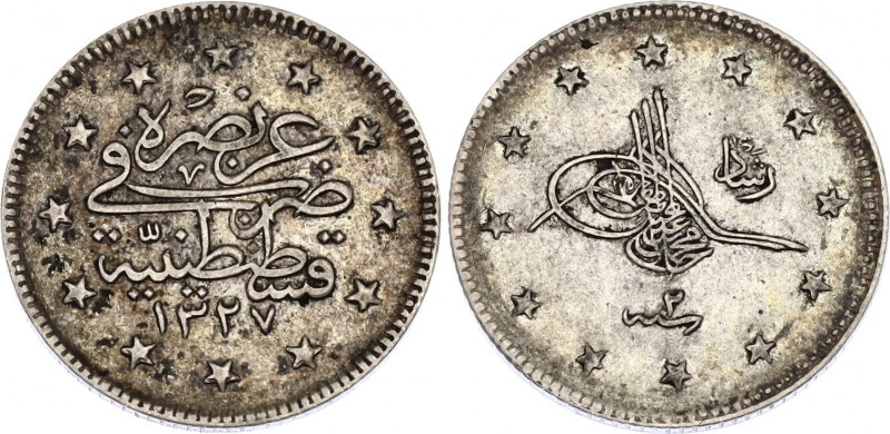 Ottoman Empire 2 Kurus 1910 AH 1327/2
KM# 749, Schön# 276; N# 15565; Silver; Me...