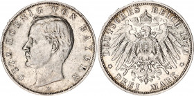 Germany - Empire Bavaria 3 Mark 1909 D
KM# 996; Silver; Otto; VF/XF