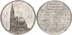 Germany - Empire Elsass-Lothringen Tin Medal "Strasbourg Cathedral" 1871 (ND)
Tin 31.96 g., 49 mm; Obv: Strasbourg Cathedral / Rev: 10 lines of reaso...