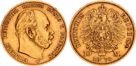 Germany - Empire Prussia 10 Mark 1873 C
KM# 502, J# 242; Wilhelm I v. Preussen; Gold (.900), 3.98g. AUNC
