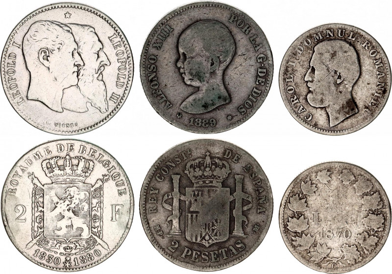 Europe Lot of 3 Silver Coins 1870 - 1889
Various Countries, Dates & Denominatio...