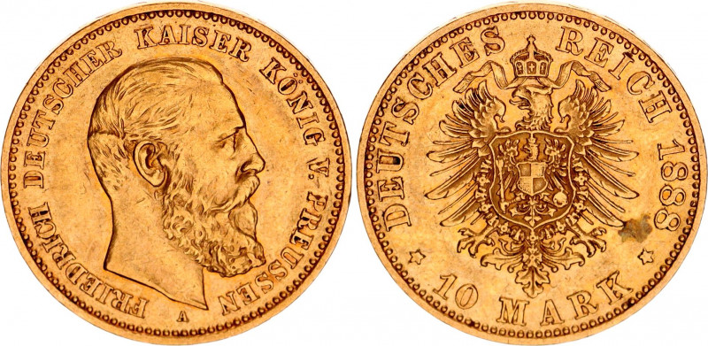 Germany - Empire Prussia 10 Mark 1888 A
KM# 514, J# 247; Friedrich III v. Preus...