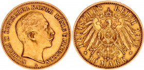 Germany - Empire Prussia 10 Mark 1906 A
KM# 520, J# 251; Wilhelm II v. Preussen; Gold (.900), 3.98g. AUNC