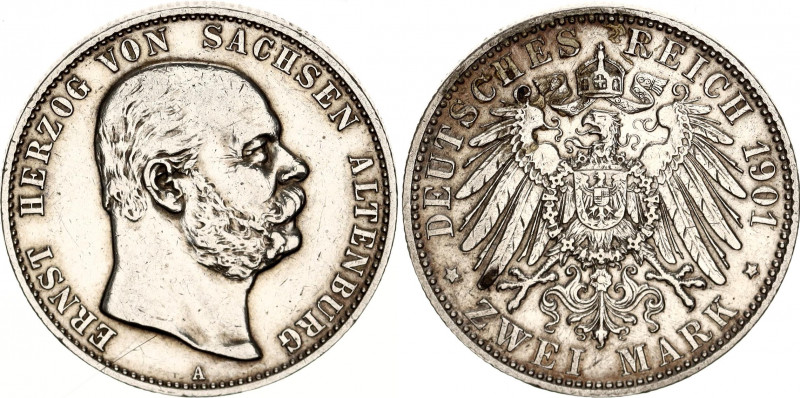 Germany - Empire Saxe-Altenburg 2 Mark 1901 A
KM# 36; J. 142; Silver; 75th Anni...