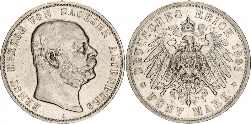 Germany - Empire Saxe-Altenburg 5 Mark 1901 A
KM# 38; J. 143; Silver; 75th Anni...