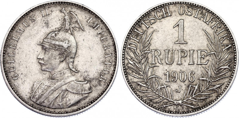 German East Africa 1 Rupie 1906 J
KM# 10; Schön# 13; Silver; Wilhelm II; Mint: ...