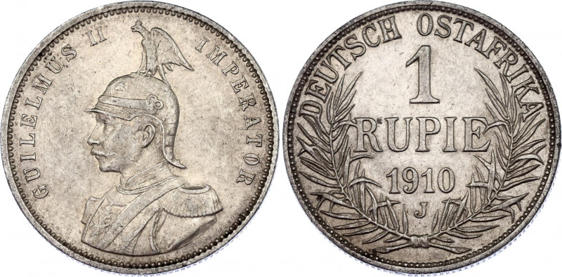 German East Africa 1 Rupie 1910 J
KM# 10; Schön# 13; Silver; Wilhelm II; Mint: ...