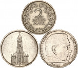 Germany - Weimar Republic & Third Reich 2 & 2 x 5 Reichsmark 1925 - 1936
KM# 45 - 83 - 86; Silver; XF