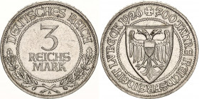 Germany - Weimar Republic 3 Reichsmark 1926 A
KM# 48; J. 323; Silver; 700 Years of Freedom for Lubeck; Mint: Berlin; UNC