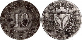 Germany - Weimar Republic Saafeld Ad Saale 10 Pfennig 1914 - 1924 Rare
Funck# 459.2; N# 50898; Iron; XF